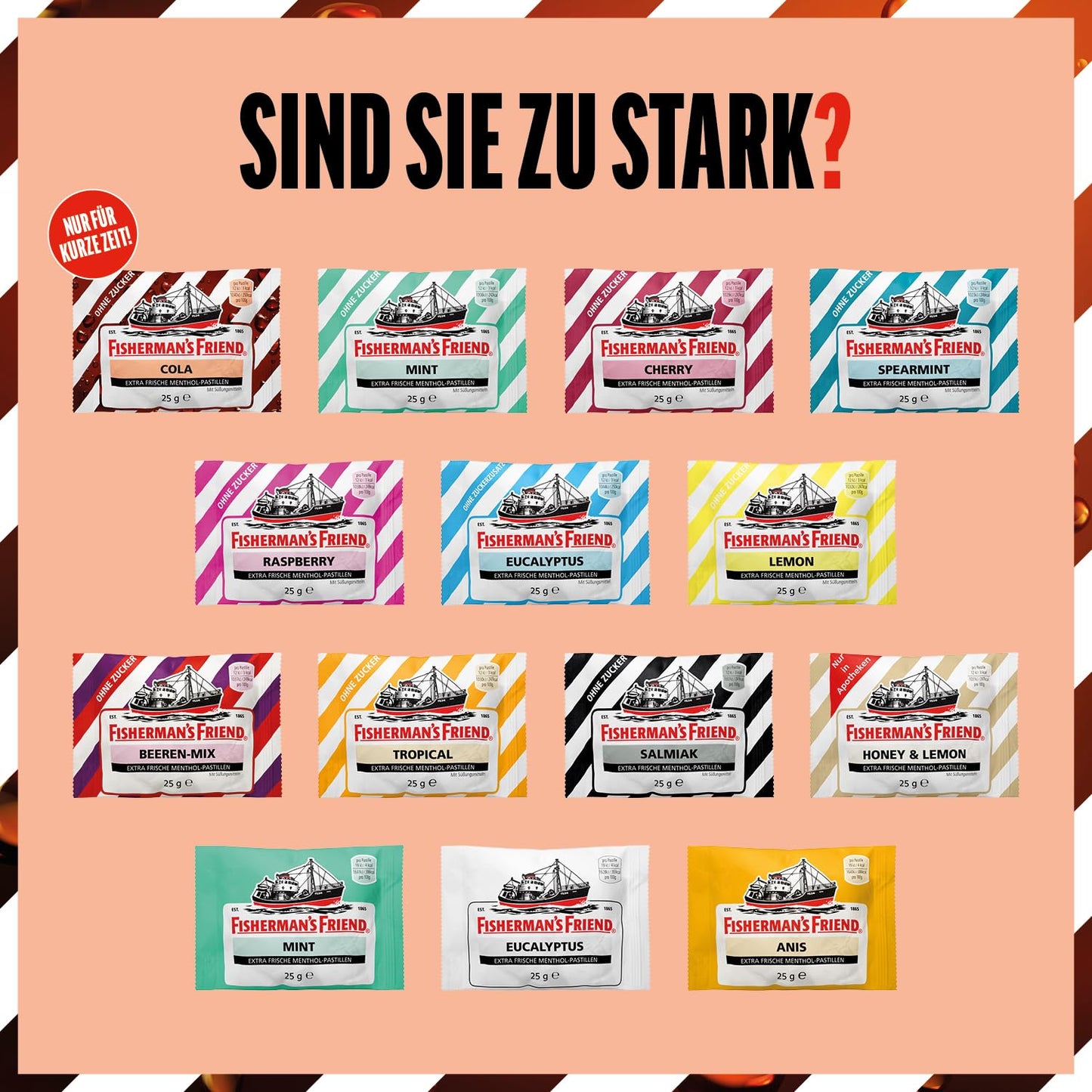 Fisherman'S Friend Spearmint, 24Er Vorratsbox, Grüne Minze Und Menthol Geschmack, Zuckerfrei & Vegan, Bonbons Für Frischen Atem, 24 X 25G