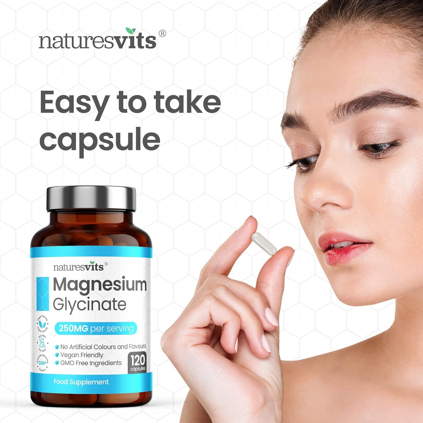 Magnesium Glycinate Capsules, 250 Mg - Bisglycinate Natural Night Time Supplement to Promote Sleep and Calm, Reduce Restless Legs and Relieve Muscle Cramps - Suitable for Women and Men