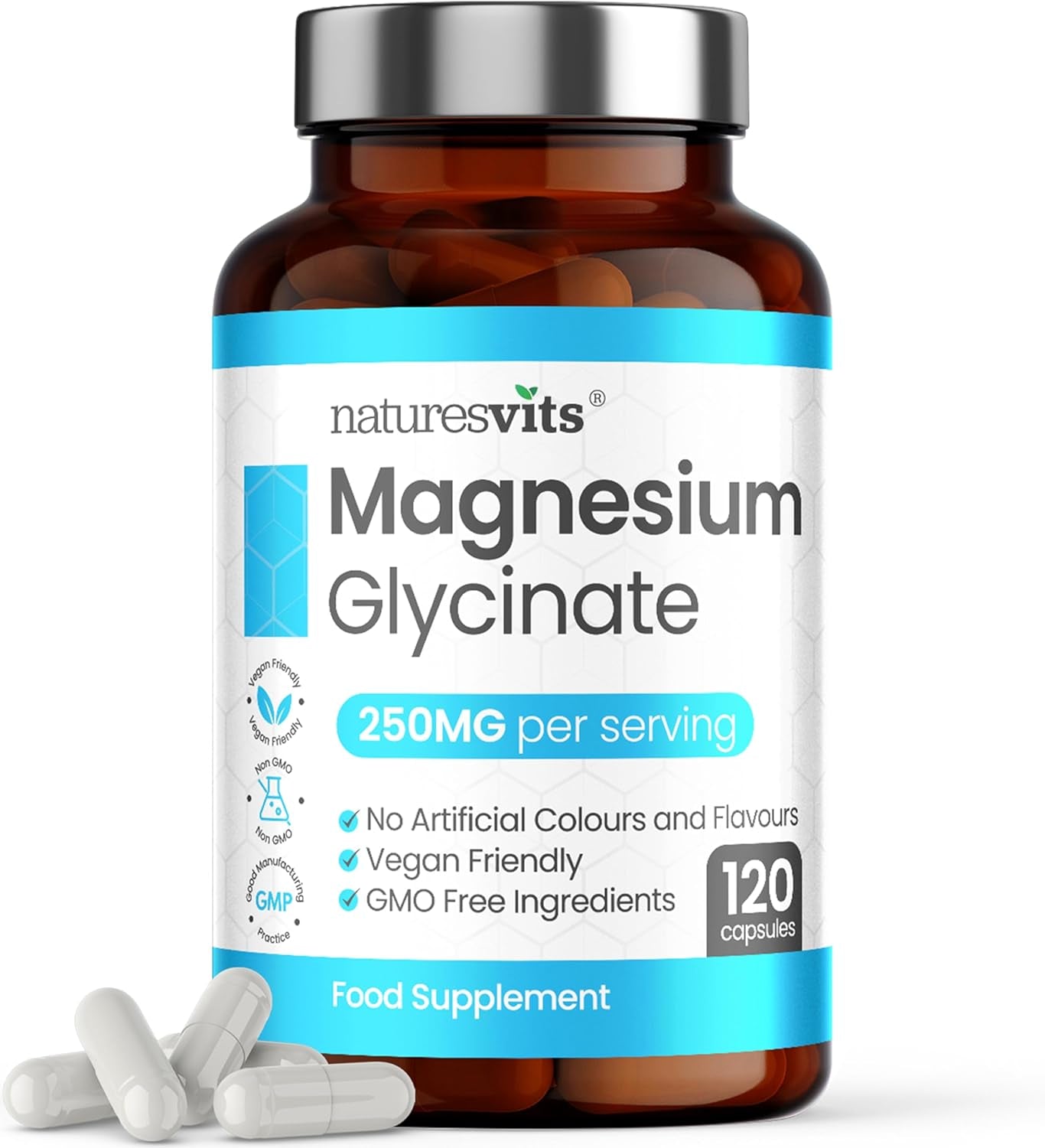 Magnesium Bisglycinate | 250mg Per Serving | 120 Capsules