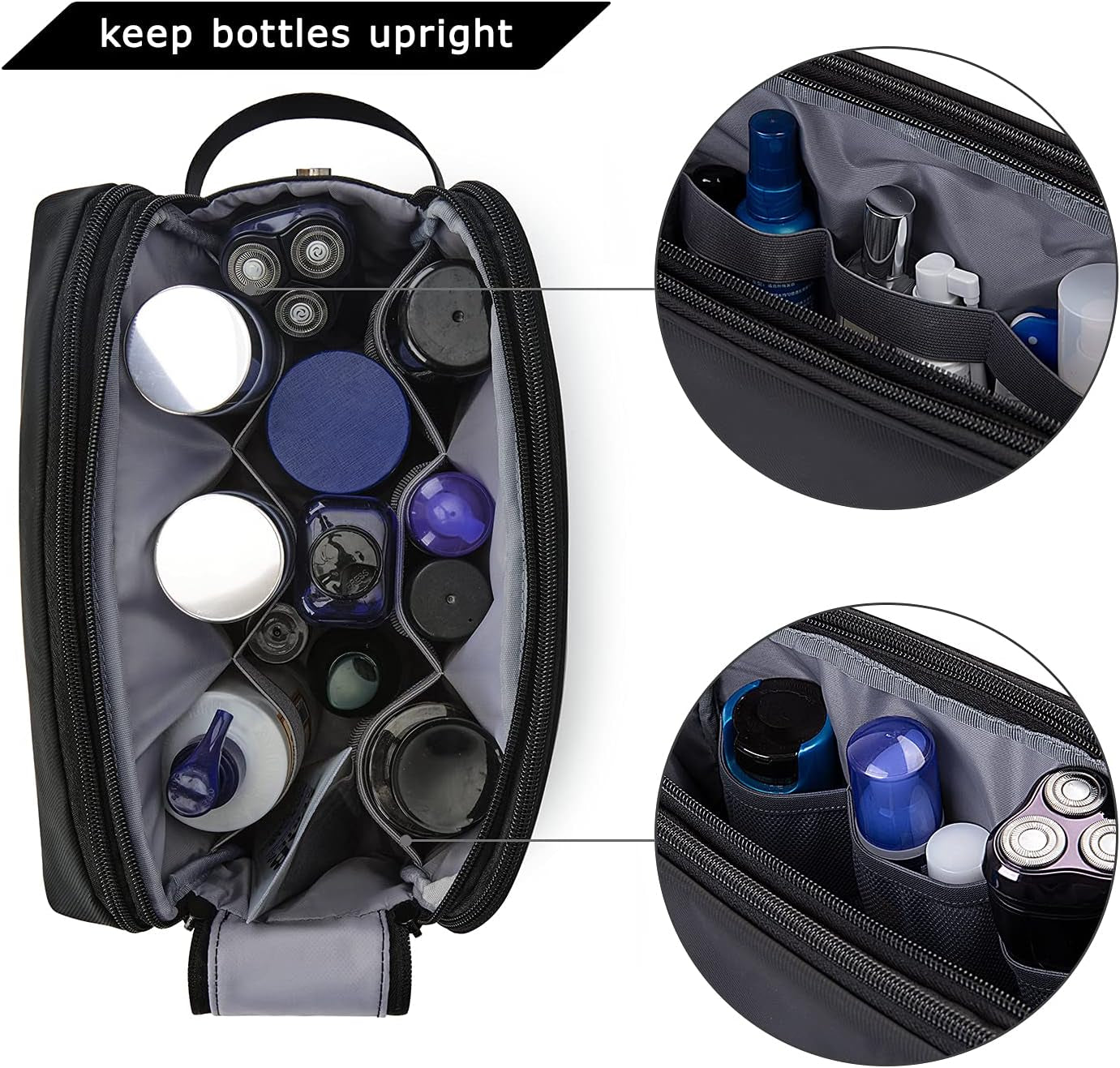BAGSMART Kulturtasche Für Herren,Travel Toiletry Organizer Dopp Kit Wasserabweisende Rasiertasche Für Toilettenartikel Zubehör (Large Black)