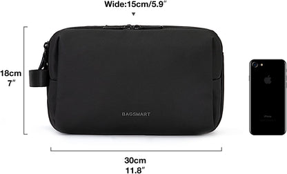 BAGSMART Kulturtasche Für Herren,Travel Toiletry Organizer Dopp Kit Wasserabweisende Rasiertasche Für Toilettenartikel Zubehör (Large Black)