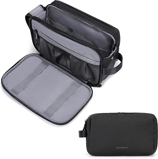 BAGSMART Kulturtasche Für Herren,Travel Toiletry Organizer Dopp Kit Wasserabweisende Rasiertasche Für Toilettenartikel Zubehör (Large Black)