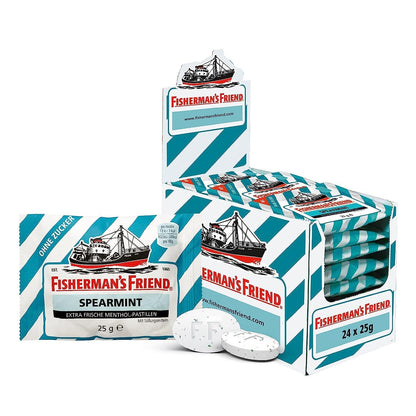 Fisherman's Friend Spearmint | Green Mint and Menthol Flavor | 24 x 25g
