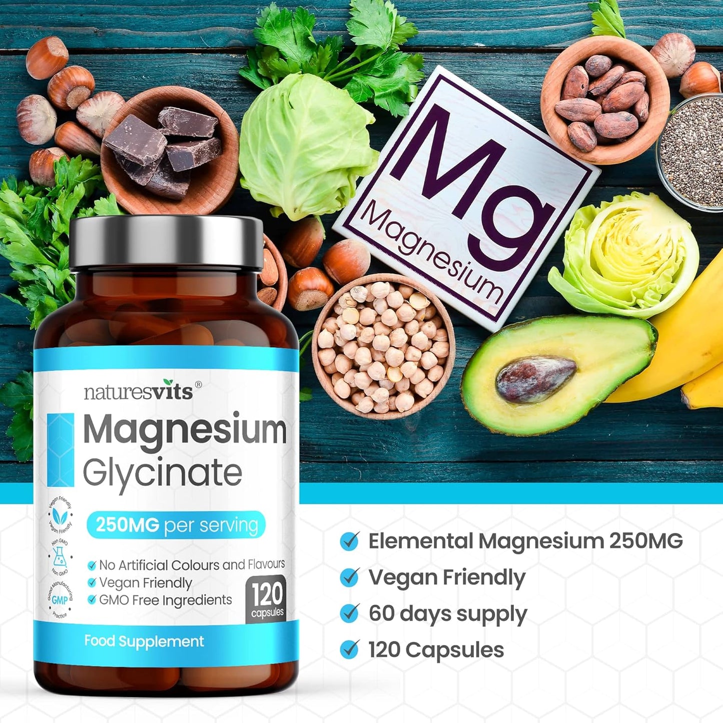 Magnesium Glycinate Capsules, 250 Mg - Bisglycinate Natural Night Time Supplement to Promote Sleep and Calm, Reduce Restless Legs and Relieve Muscle Cramps - Suitable for Women and Men