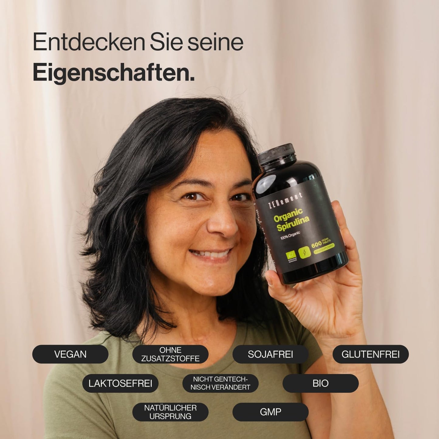 600 Tabletten Bio-Spirulina - 100% Reine Alge in Höchster Qualität - 3000 Mg Pro Dosis - Sättigend Und Detox - Reich an Pflanzlichem Eiweiß - Ohne Zusatzstoffe Und Allergene