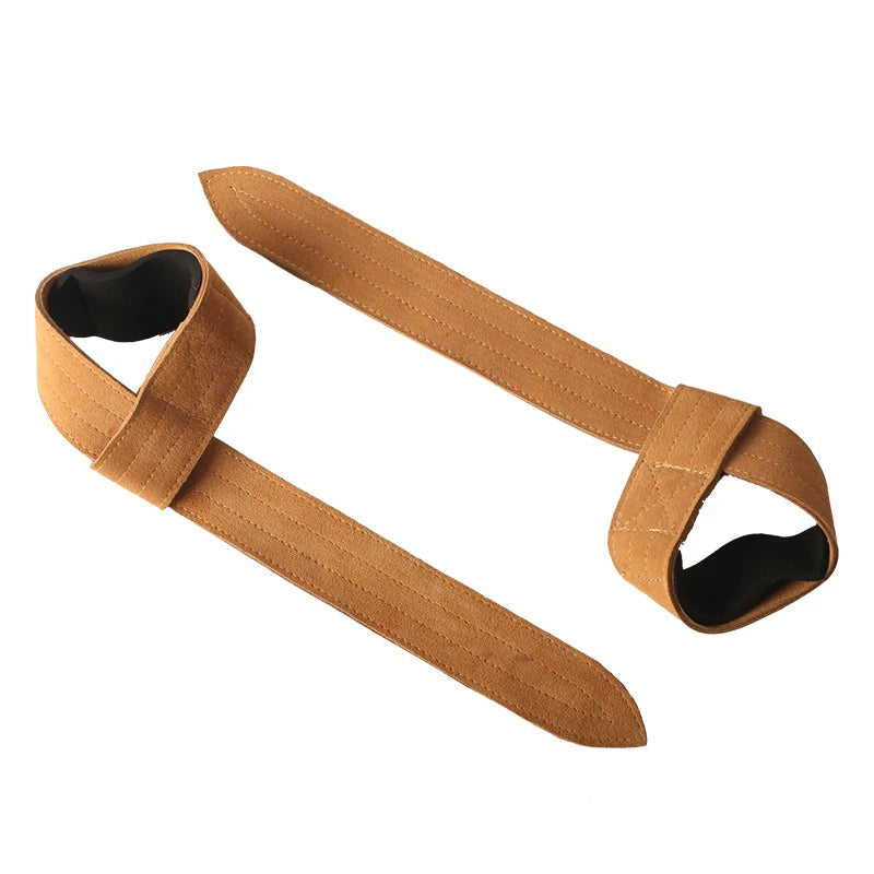 Weightlifting Fitness Cowhide Strap Booster Bands, Pull-Ups Grip Bands, Barbell Training Aids, Leather Wrist Guards