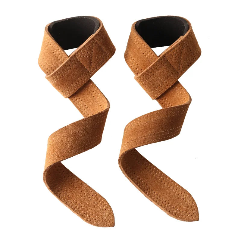 Weightlifting Fitness Cowhide Strap Booster Bands, Pull-Ups Grip Bands, Barbell Training Aids, Leather Wrist Guards