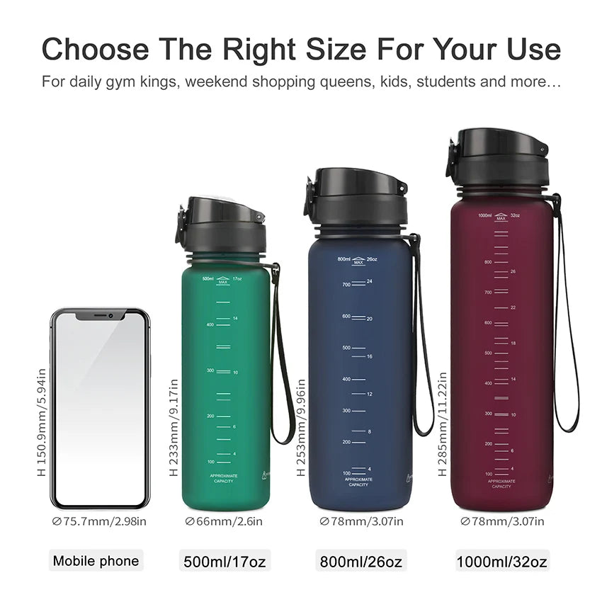 500/800/1000Ml Sports Water Bottle Portable Leakproof Shaker Drinkware Outdoor Tour Gym Fitness Cup Tritan Plastic Jugs BPA Free
