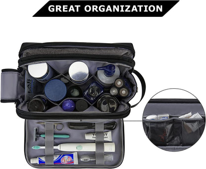 BAGSMART Kulturtasche Für Herren,Travel Toiletry Organizer Dopp Kit Wasserabweisende Rasiertasche Für Toilettenartikel Zubehör (Large Black)